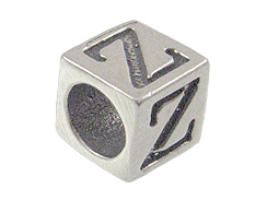 7mm Sterling Silver Greek Letter Bead or Alphabet Block Zeta