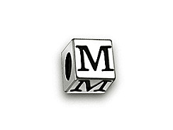 4.5mm Sterling Silver Letter Bead M