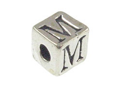 4.3mm Sterling Silver Letter Bead M