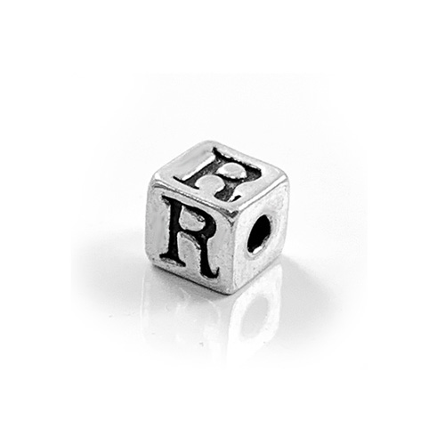 4.3mm Sterling Silver Letter Bead R