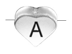 6.6x7.6mm Heart Shape Sterling Silver Letter A