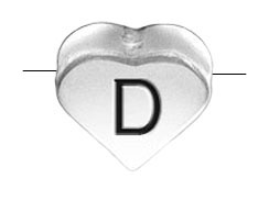 6.6x7.6mm Heart Shape Sterling Silver Letter D