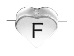 6.6x7.6mm Heart Shape Sterling Silver Letter F