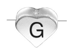 6.6x7.6mm Heart Shape Sterling Silver Letter G