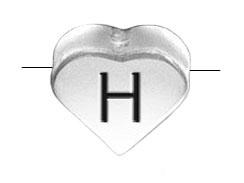 6.6x7.6mm Heart Shape Sterling Silver Letter H