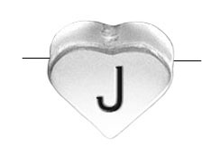 6.6x7.6mm Heart Shape Sterling Silver Letter J