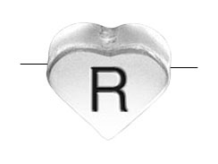 6.6x7.6mm Heart Shape Sterling Silver Letter R