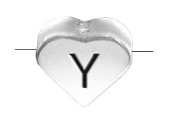 6.6x7.6mm Heart Shape Sterling Silver Letter Y