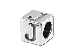 5.5mm Sterling Silver Alphabet Bead - J (Bulk Pack of 50)
