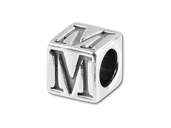 5.5mm Sterling Silver Alphabet Bead - M