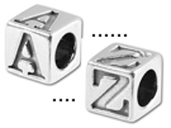5.5mm Sterling Silver Alphabet Bead - Blocks (with 4mm hole) Starter Set of 100 Assorted Letter Blocks. Click code above for mor