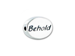 2 count  BEHOLD Sterling Silver Oval Message Bead <b><FONT COLOR="FF0000">CLEARANCE SALE</FONT>