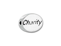 2 count  CHARITY Sterling Silver Oval Message Bead <b><FONT COLOR="FF0000">CLEARANCE SALE</FONT>