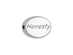 2 count  HONESTY Sterling Silver Oval Message Bead <b><FONT COLOR="FF0000">CLEARANCE SALE</FONT>