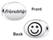 2 count  FRIENDSHIP2 Sterling Silver Oval Message Bead CLEARANCE SALE