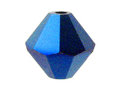36 Crystal Metallic Blue 2X - 6mm Swarovski Faceted Bicone Beads