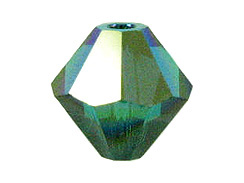 36 Emerald AB - 6mm Swarovski Faceted Bicone Beads