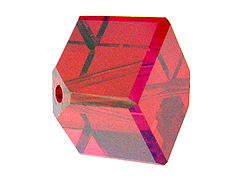 12 Light Siam AB - 6mm Swarovski Faceted Offset Cube