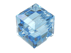 12 Aquamarine - 6mm Swarovski Faceted Cube Beads