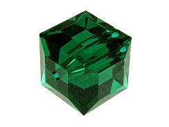 6 Emerald - 8mm Swarovski Faceted Cube Beads
