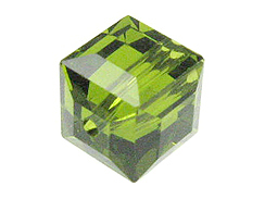 12 Olivine - 6mm Swarovski Faceted Cube Beads 