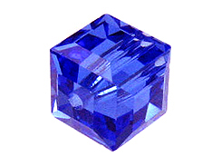 24 Sapphire - 4mm Swarovski Faceted Cube Beads