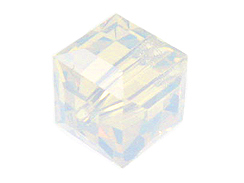 24 White Opal - 4mm Swarovski Faceted Cube Beads