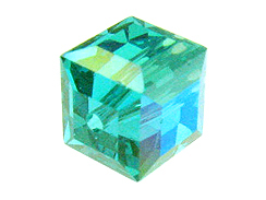 6 Blue Zircon AB - 8mm Swarovski Faceted Cube Beads