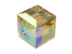 12 Colorado Topaz AB - 6mm Swarovski Faceted Cube Beads 