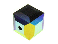24 Jet AB - 4mm Swarovski Faceted Cube Beads