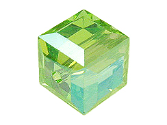 6 Peridot AB - 8mm Swarovski Faceted Cube Beads 