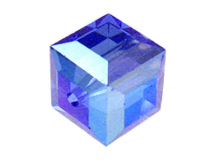 12 Sapphire AB - 6mm Swarovski Faceted Cube Beads
