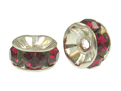 5mm Swarovski Rhinestone Rondelles Silver Plated Ruby