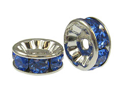 5mm Swarovski Rhinestone Rondelles Rhodium Plated Sapphire