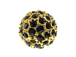 12mm Crystal Jet Pave Bead - Gold plated