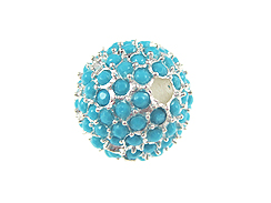 12mm Beadelle Silver-plated Turquoise Round Resort Pavé Bead