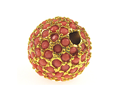 14mm Beadelle Gold-plated Coral Round Resort Pavé Bead