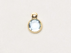 Aquamarine - Swarovski Crystal <b><font color="FFFF00">Gold Plated</font></b> Birthstone Channel Charms, 6.6 x 4.6mm