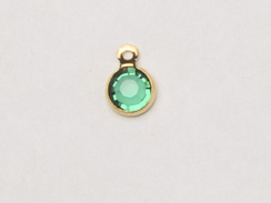 Emerald - Swarovski Crystal <b><font color="FFFF00">Gold Plated</font></b> Birthstone Channel Charms, 6.6 x 4.6mm