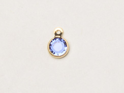 Sapphire - Swarovski Crystal <b><font color="FFFF00">Gold Plated</font></b> Birthstone Channel Charms, 6.6 x 4.6mm
