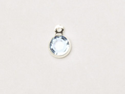 Aquamarine - Swarovski Crystal <b>Silver Plated</b> Birthstone Channel Charms, 6.6 x 4.6mm