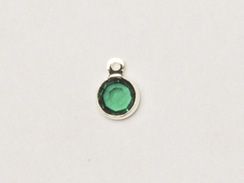 Emerald - Swarovski Crystal <b>Silver Plated</b> Birthstone Channel Charms, 6.6 x 4.6mm