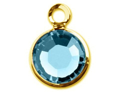 Aquamarine - PRECIOSA Crystal <font color="FFFF00">Gold Plated</font> Birthstone Channel Charms