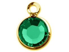Emerald - Swarovski Crystal <font color="FFFF00">Gold Plated</font> Birthstone Channel Charms, 12 x 9mm