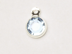 Aquamarine - Swarovski Crystal <b>Silver Plated</b> Birthstone Channel Charms, 12 x 9mm