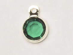Emerald - Swarovski Crystal <b>Silver Plated</b> Birthstone Channel Charms, 12 x 9mm 