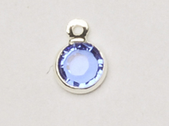 Sapphire - Swarovski Crystal <b>Silver Plated</b> Birthstone Channel Charms, 12 x 9mm