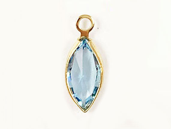 Swarovski Crystal <b>Gold Plated</b> Birthstone Channel Marquis Charms - Aquamarine