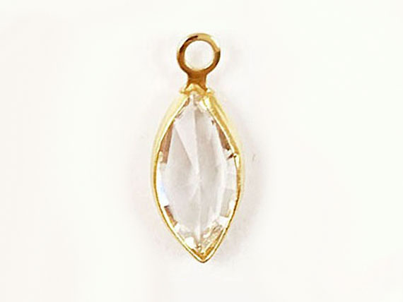 Swarovski Crystal <b>Gold Plated</b> Birthstone Channel Marquis Charms - Crystal