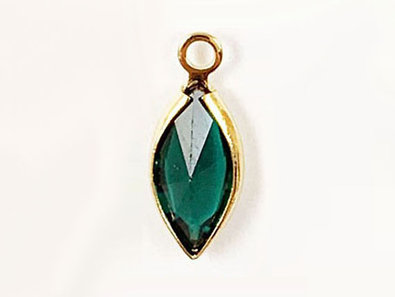 Swarovski Crystal <b>Gold Plated</b> Birthstone Channel Marquis Charms - Emerald